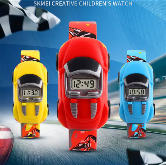Cute Cartoon Car Electronic Watch for Kids
