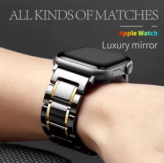 Ceramic Metal Watch Strap for Apple Watch 38-45mm