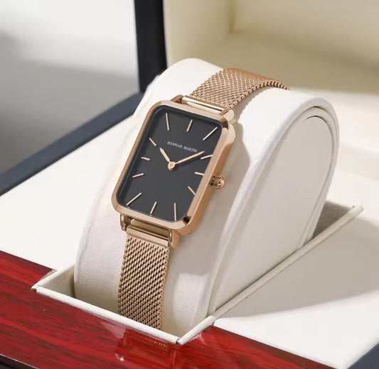Rectangle Ultrathin Nordic Simple Style Japan Quartz Movement Fashion Stainless Steel Mesh Silvery Bracelet Belt Ladies Watch