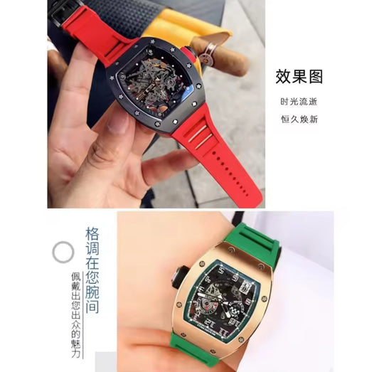 High Quality Soft Rubber Watchband For Richard Mille RM011 Series Bracelet Screw Style Men’s Watch Accessory Strap