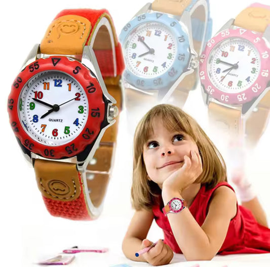 Boys Girls Quartz Watch Kids Children's Fabric Strap Student Time Clock Wristwatch Colorful Number Dial birthday Gifts Watches