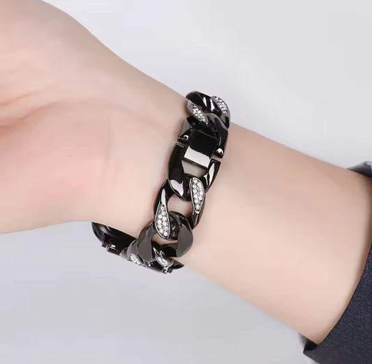 New Metal Diamond Embedded Denim Chain Smart Watchband Compatible with Apple Watch 1/2/3/4/5/6 Generation Luxury Strap