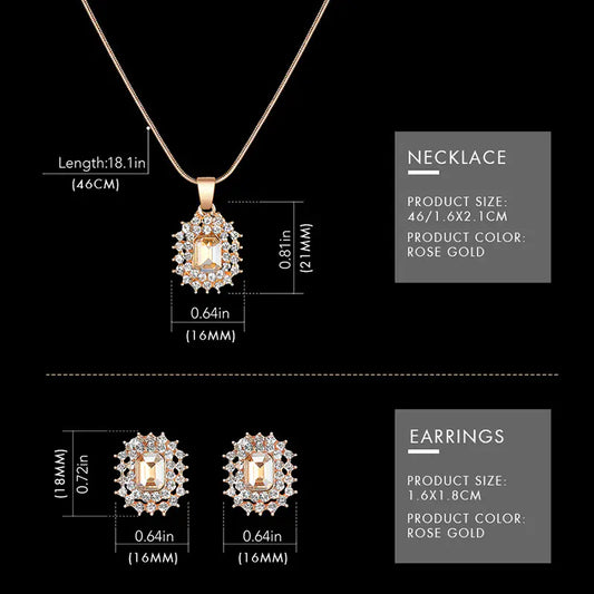 Luxury Watch Women Necklace Earring Rhinestone Fashion Wristwatch