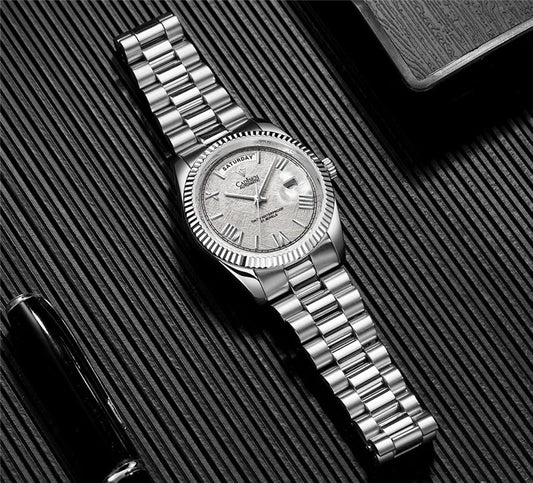 2025 latest men's business mechanical watch top sapphire stainless steel men's luxury automatic watch calendar