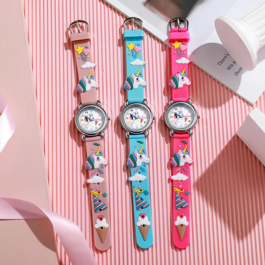Cartoon Unicorn Children Watches Fashion Colorful boy gril Student and kid Watch Quartz Watch Electronic Watch birthday gift
